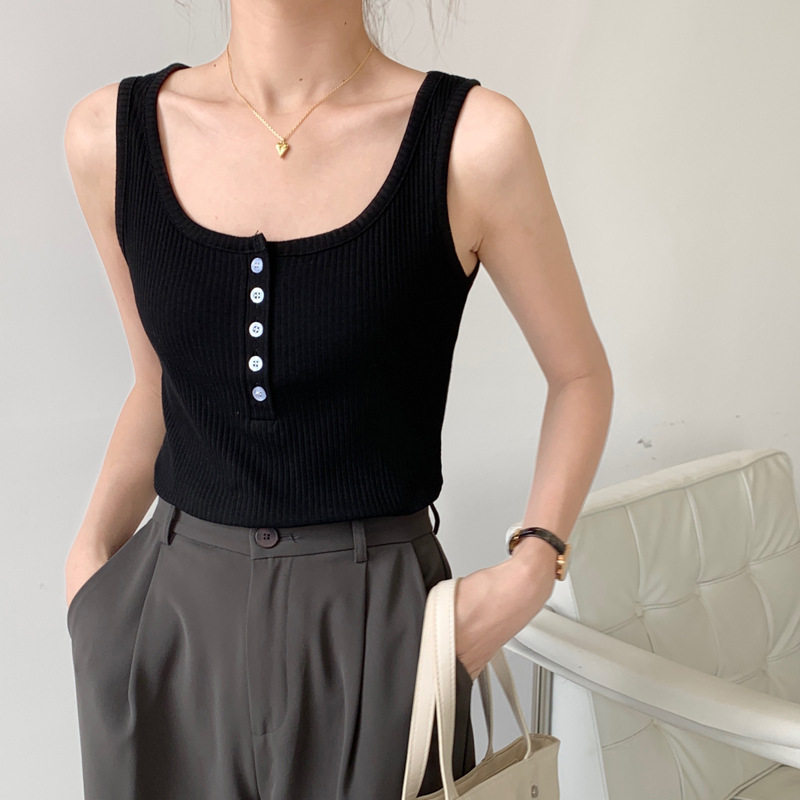 Women's Basic Tank Top Sleeveless Y2K Vintage White Camisole