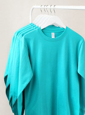 cotton tshirt long sleeve pullover tops250g重磅湖水蓝水绿色