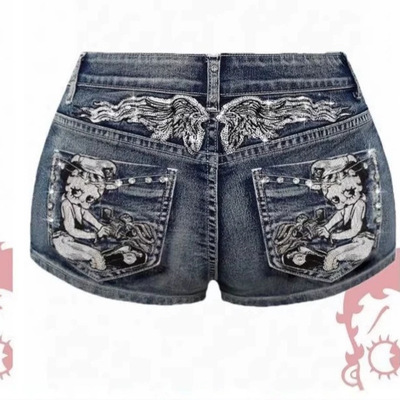 y2k jeans streetwear denims pants fashion trousers贝蒂卡通