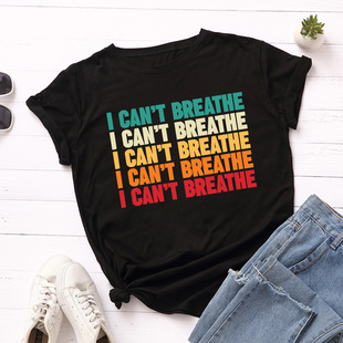summer 创意文字宽圆领 women tshirt breathe can cotton