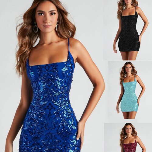 elegant women dress party dresses sexy vestidos 亮片吊带裙女