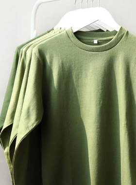 Cotton TShirt Long Sleeve Pullover Tops230g重磅抹茶绿宽松