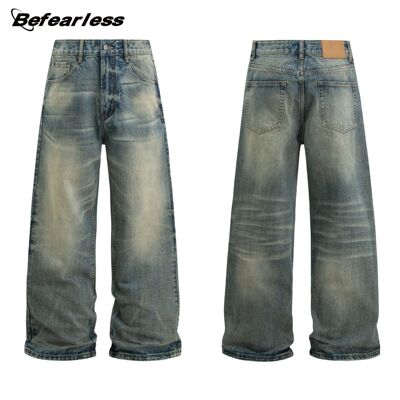 baggy jeans Men denim pant美式复古15.5oz重磅高难度水洗牛仔裤