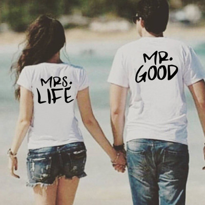MRS.LIFE MR.GOOD Couple Lovers tshirts women t-shirts男女T恤