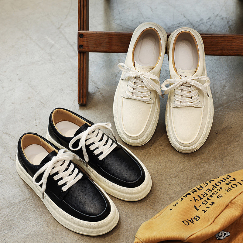 鞋子男款潮牌休闲鞋2026春季新款透气百搭低帮板鞋厚底真皮小白鞋