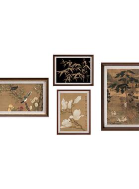 宋氏美学中古风客厅组合装饰画高级感卧室挂画新中式玄关柜壁画