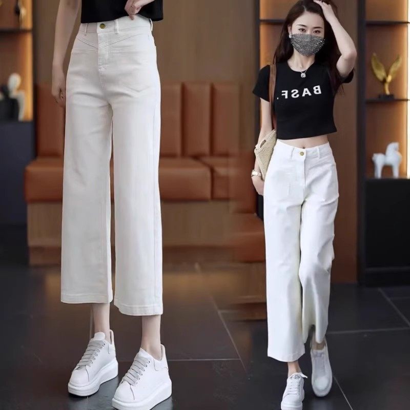 小个子八分直筒裤女士薄款夏季2025新款显瘦宽松阔腿裤