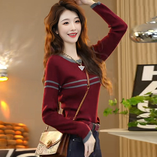 爆款圆领薄款毛衣女士2025春秋季新款洋气百搭打底衫长袖