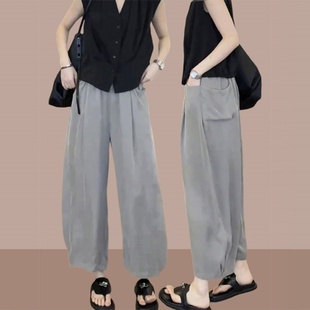 九分裤萝卜女夏季新款胖mm显瘦大码阔腿裤小个子弯裤