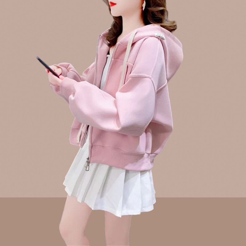 新品开衫拉链卫衣女士短外套小个子2025春秋季新款休闲女装薄款爆