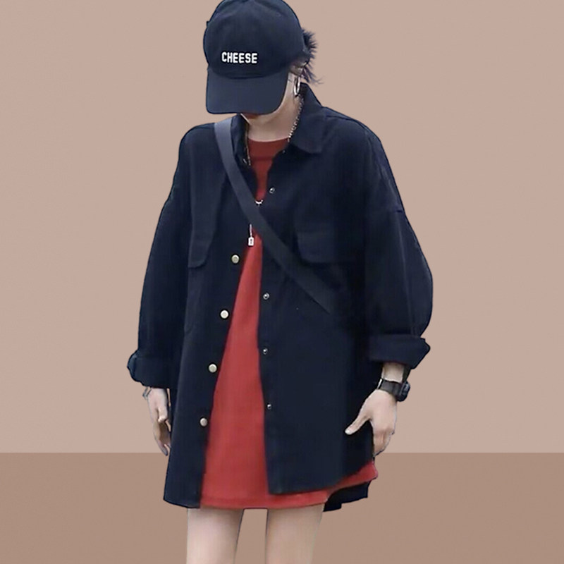 爆款女士长袖衬衫2025春秋季新款小个子大码牛仔衬衣