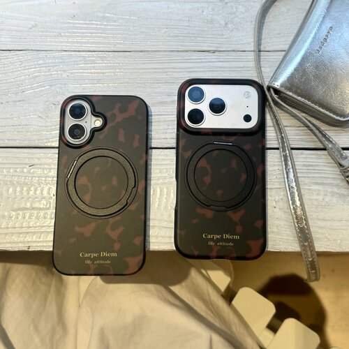 哑银玳瑁创意手机壳适用苹果17PROMAX旋转支架壳iPhone16PRO个性潮玩壳15PRO保护套14PRO/17P