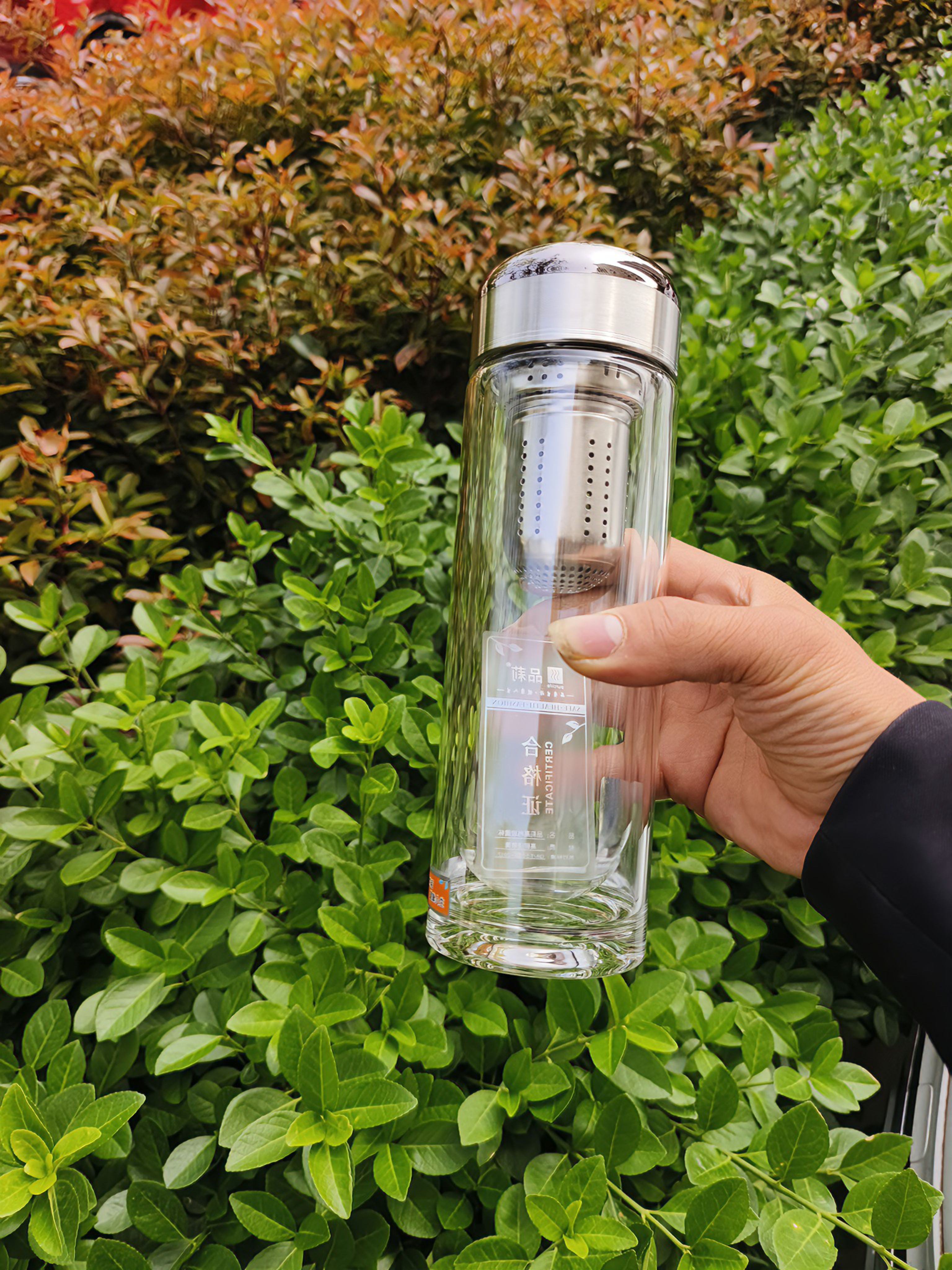 双层天使之泪黑武士玻璃杯U型内胆304茶漏一体烧制成型加厚杯底