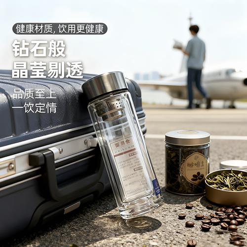 金润泽高硼硅双层茶水分离玻璃杯