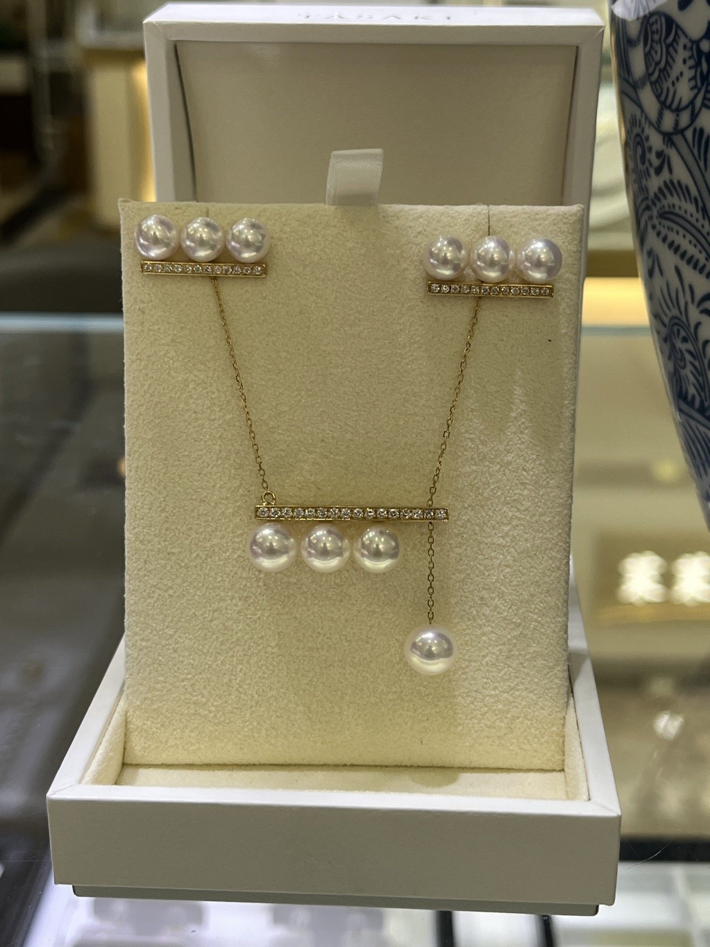 天女光akoya平衡木套装！ 18k天然钻石镶嵌耳钉6～6.5项链8～8.5,珠宝/钻石/翡翠,颈饰,淘宝优惠券,粉丝福利购,淘宝优惠卷