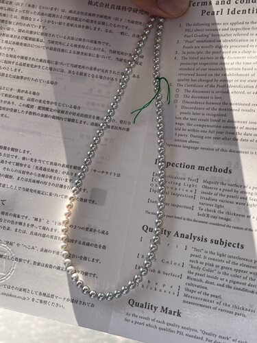 天然色正圆4～5mm海水akoya真多麻项链 真科研BlueRose蓝玫瑰等级