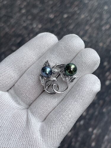 炫彩双珠花卉款式 蓝紫孔雀绿金属色 重工s925镶嵌，吊坠胸针两用