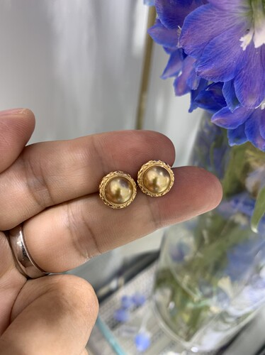 新品24k浓金色金珠太阳花耳钉 18k镶嵌