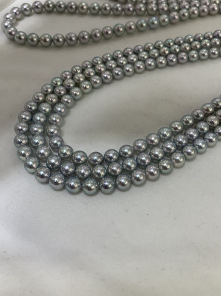 天然色！7～8mm海水akoya真多麻项链 真科研一对一蓝玫瑰鉴定证书