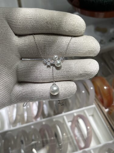 极光4.5～9mm海水akoya多珠款项链 精工s925镶嵌