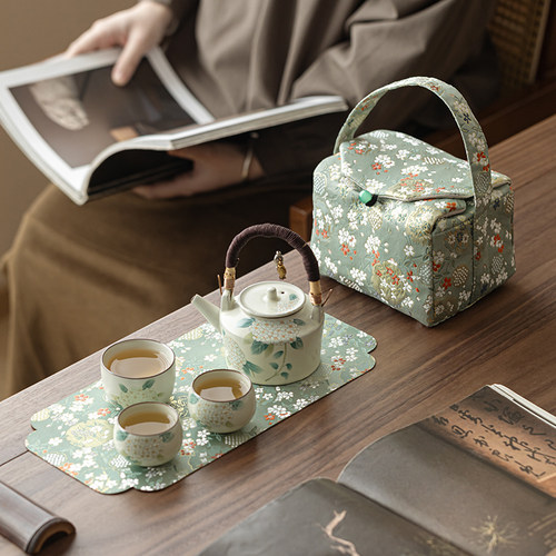 汝窑旅行茶具开片可养户外便携包