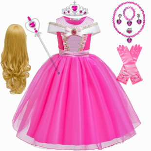 女童睡美人公主裙生日礼服装儿童万圣节演出蓬蓬裙爱洛红色连衣裙