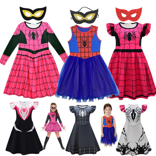 女童spiderman蜘蛛侠装扮连衣裙