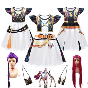 Kpop猎魔女团cos服鲁米Rumi佐伊Zoey米拉cosplay白色打歌服连衣裙