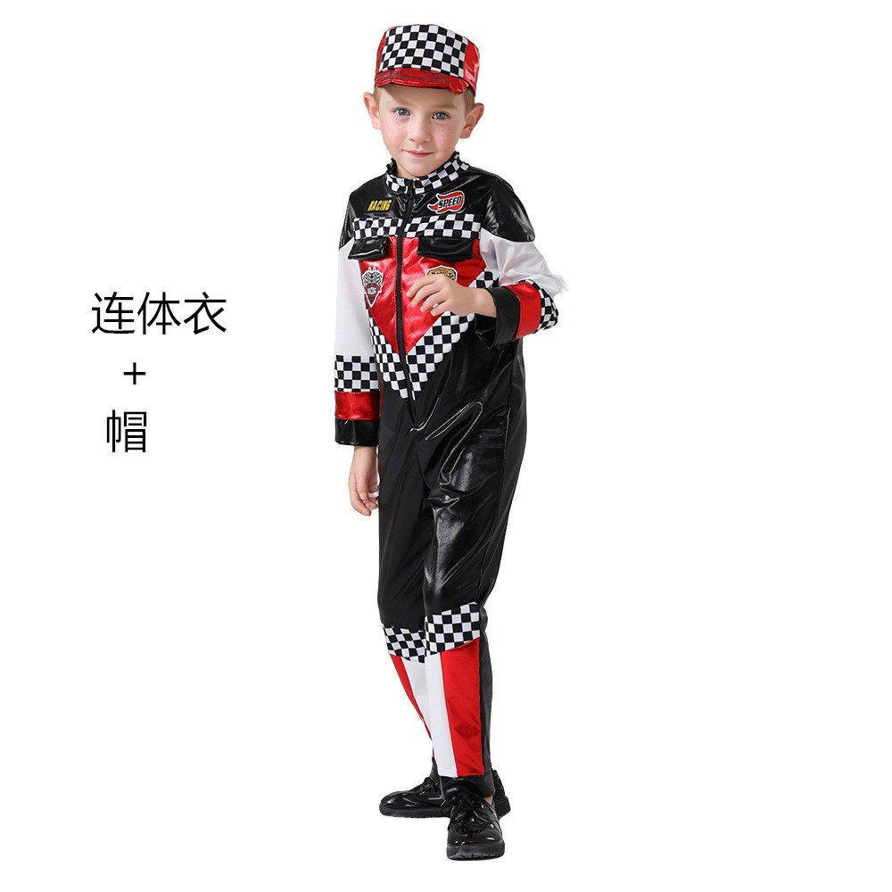 男万圣节赛车手cos儿童演出服装