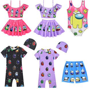 儿童在我们之中太空狼人杀泳衣男女童宝宝Among Us游泳衣沙滩泳装