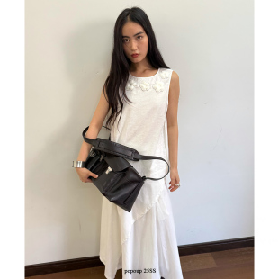 棉麻立体珩棉绣花背心套装 popoup25SS 沙滩