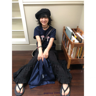 刺绣贴布正肩短袖 popoup25SS原创 mogu