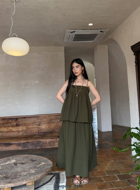 popoup25SS“青木瓜之味”绿色尼龙材质吊带套装