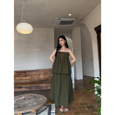 popoup25SS“青木瓜之味”绿色尼龙材质吊带套装