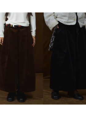 popoup25FW “胡桃夹子”咖黑双色灯芯绒宽松九分裤