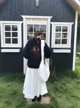 popoup25FW “斑比”小鹿提花费尔岛羊毛拉链毛衣