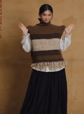 popoup25FW “流浪野人”棉羊毛杂色两穿手工流苏马甲