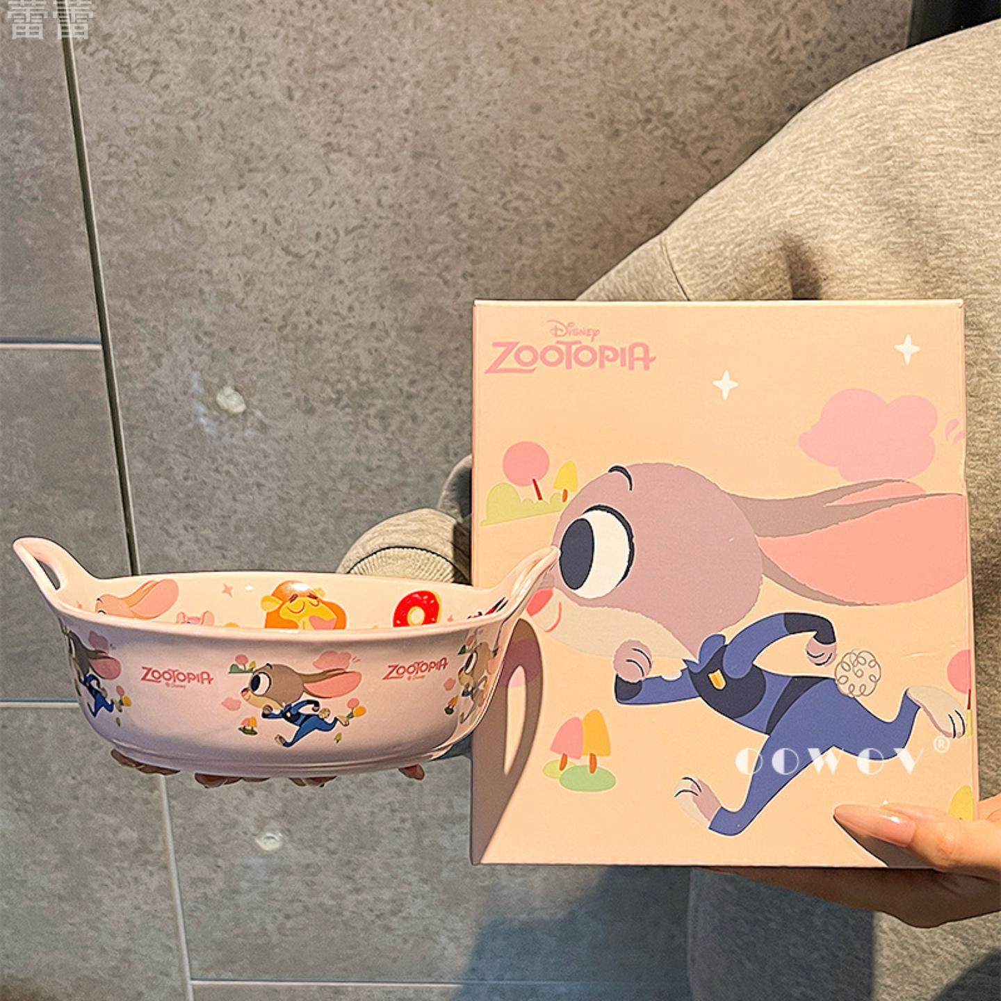 疯狂动物城餐具炸锅专用陶瓷烤盘碗烤箱用方形双耳沙拉烘焙焗饭碗