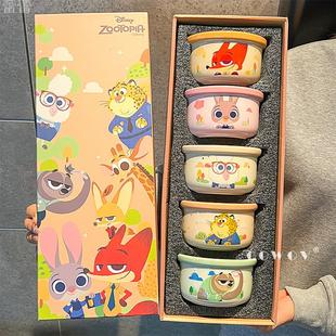 疯狂动物城陶瓷碗朱迪尼克陶瓷饭碗家用款 礼盒餐具乔迁新婚新年生