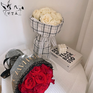 鹤望兰 布艺小香风花束包装纸鲜花包装纸高级轻奢时尚花店资材