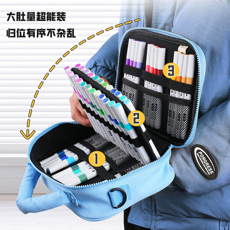丙烯马克笔小学生专用收纳水彩笔包盒袋袋子的笔袋画笔装72色60色图片