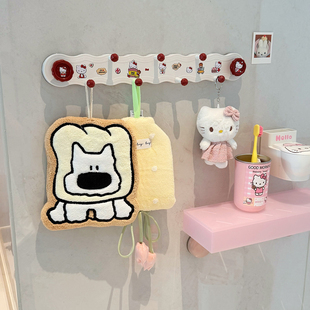 可爱卡通旋转吸盘联排挂钩免打孔强力承重浴室厨房门后多位粘钩