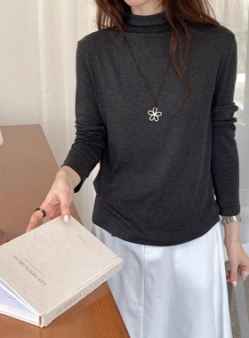 半高领弹力打底衫女秋冬季新款韩系修身显瘦休闲百搭长袖t恤上衣