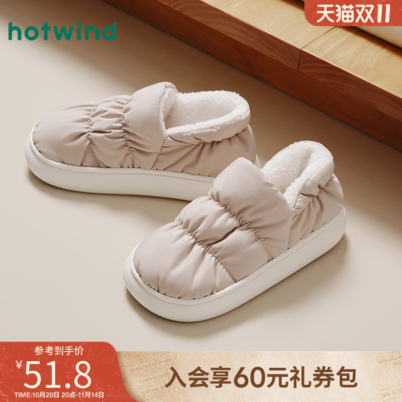 热风女鞋冬季新款女士外穿包头拖平底加绒毛毛保暖女拖鞋