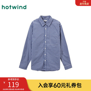 新款 打底衫 格子衬衫 格纹内搭上衣情侣款 经典 热风衬衣男2025年秋季