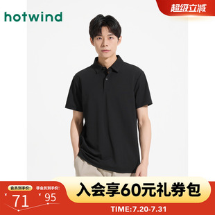 短袖 新款 热风polo衫 上衣2025年夏季 上衣 男士 运动商务休闲黑色短袖