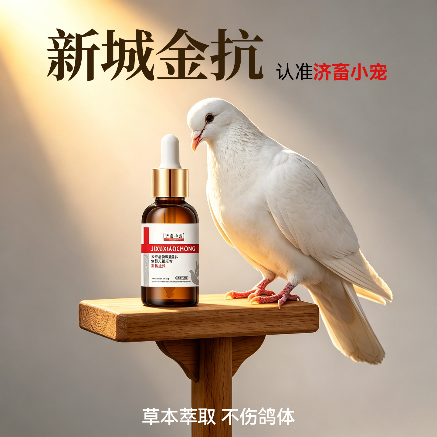 金鸽系列 新城金抗30ml/瓶 幼鸽赛鸽种鸽常备鸽温抵抗力弱问题