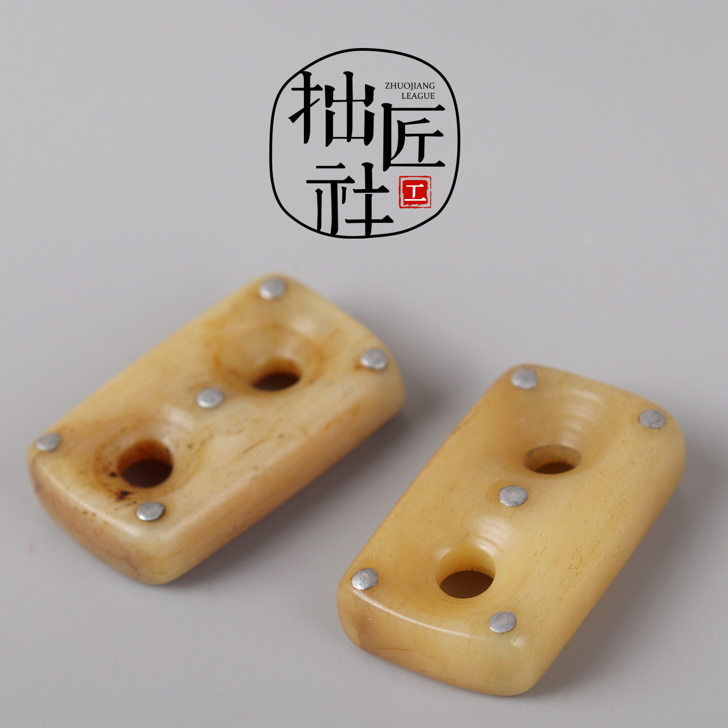 藏式牛骨镶嵌二饼配饰 文玩挂件 手作diy挂饰