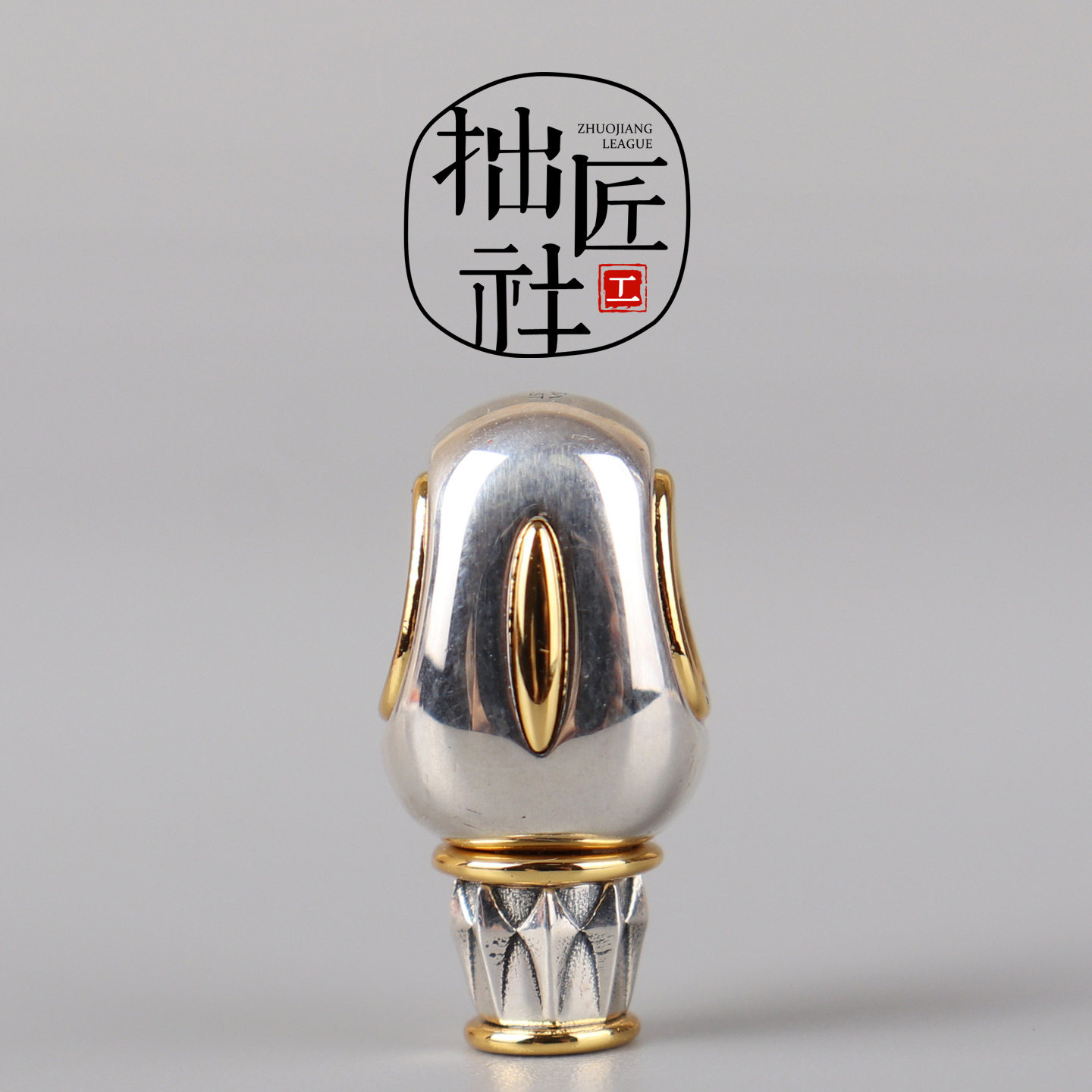 藏式925银天眼佛头 菩提佛珠念珠手串三通配饰 一体式三通佛头