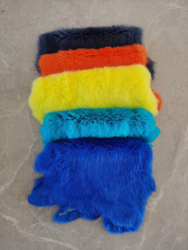 多色兔皮整张兔毛皮料